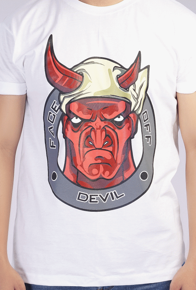 Devil Design Printed T-shirt(White)